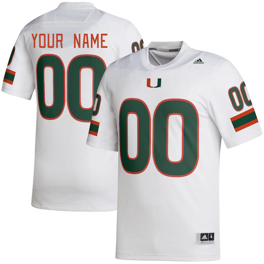 Custom Miami Hurricanes Name And Number College Football Jerseys Stitched-White